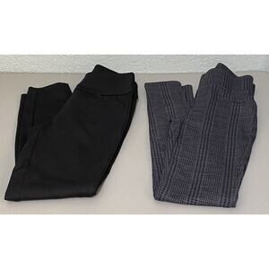 NEW YORK & CO WOMEN'S SKINNY STRETCH DRESS PANTS LOT 2 PAIR XS BLACK GRAY PLAID